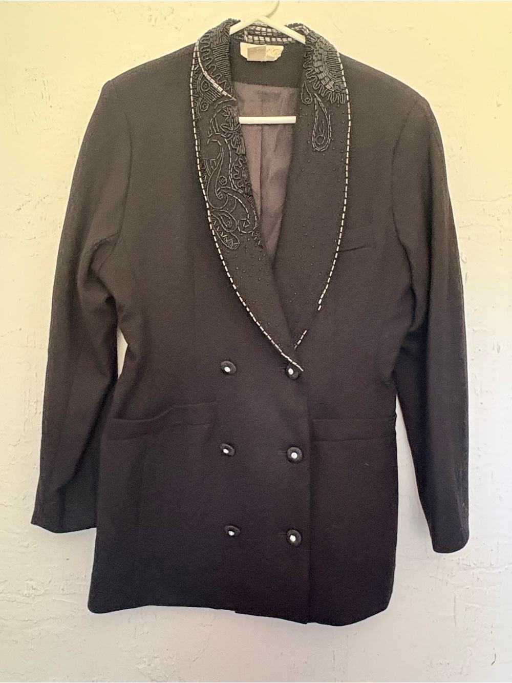 Vintage Cache wool beaded black blazer large